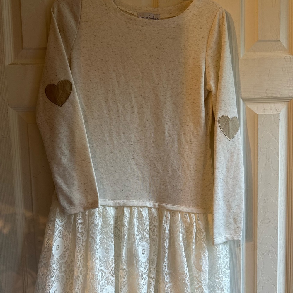 Chasing Fireflies Cream Dress with Lace Detail